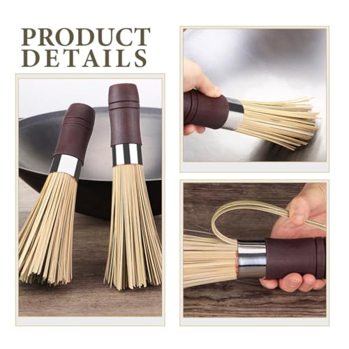 Amosfun Escova Wok De Bambu - 2 Peças De Batedor De Limpeza Escova De Limpeza De Cozinha Escova De P
