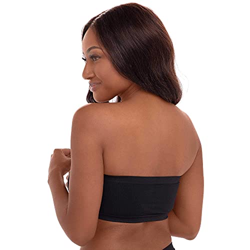René Rofé Lingerie 6 Pack Women's Bandeau Bra Removable Pads Seamless Strapless Bralette Tube Top Bra (6 Pack Basic, Medium/Large) #TOP3