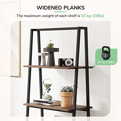 Novilla Bookshelf, 4-Tier Freestanding Storage Bookcase, Industrial Style Display Ladder Shelf For Living Room, Home Office, Bedroom, Kitchen, Walnut #TOP6