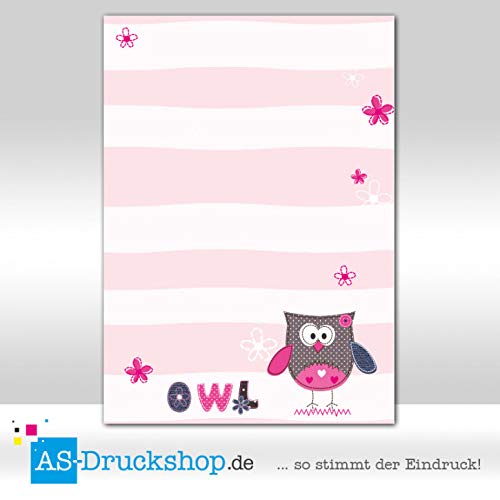 Briefpapier Motiv „Eulen Pink“ – DIN A4, 90 G/m², 20 Blatt, Für Drucker & Handbeschriftung