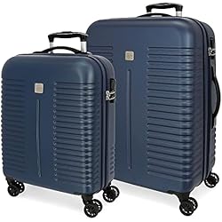 Conjunto Maletas Viaje ROLL ROAD India, Equipaje Juego De Unisex, Marino, 40 X 55 X 20 Cm 48 X 68 X 27 Cm