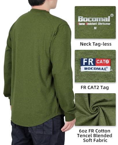 Image of BOCOMAL FR Shirts for Men Long Sleeve EX Soft Flame Resistant Henley CAT2