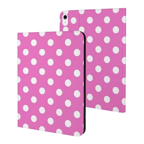 Housse de tablette fine rose à pois avec fonction veille et réveil automatique pour iPad 11