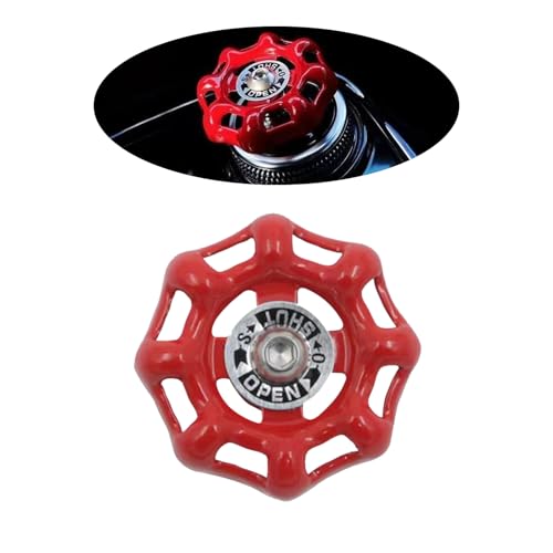 1 Pcs Metal Car Rotary Knob Decor,Auto Rotary Knob Cover for Center Console Decorative,Classic Retro Valve Handwheel Design Decor, Gear Shift, Radio Buttons Protector (Red)