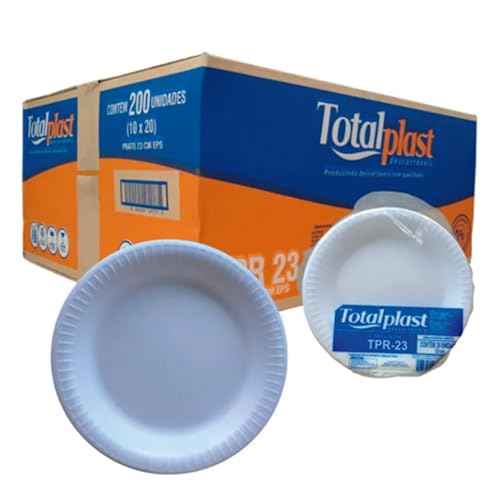 Prato Isopor Refeição 23 Cm C/200 Un. Festa Descartável Churrasco