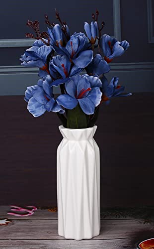 Bright Glazed Vase For Pampas Grass Flowers, Baroque Vases For Mantle Entryway Table Shelf Home Decor Wedding, White Vase Perfect For 12 To 22 Inch Fluffy Stem Bouquet Dried Plants Lavender #TOP1