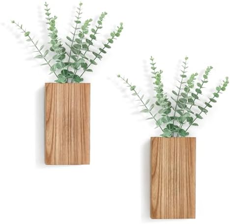 Dahey 2 Pack Wall Planter Vase with Fake Eucalyptus Plants for Wa...