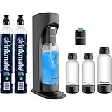 Drinkmate OmniFizz Sparkling Water and Soda Maker, Carbonates Any Drink, PARTY PACK - Includes two 60L CO2 Cylinders, three Carbonation Bottles, and two Fizz Infusers (Matte Black)