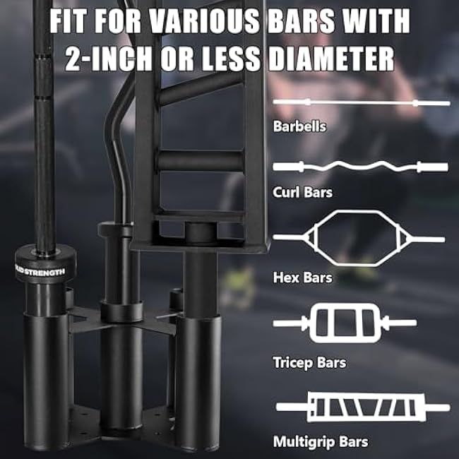 Barbell Holder Storage Rack, Heavy Duty Vertical Barbell Stand for Home and Commercial Gym, Fit 2-inch Olympic Bars, Curl Bars, Hex Bars