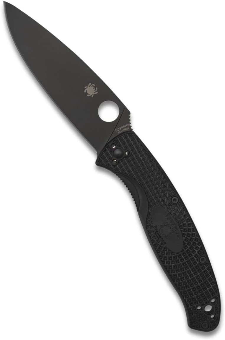 Spyderco Resilience Lightweight Knife with Black Stainless Steel Blade and Durable Black FRN Handle - PlainEdge - C142PBBK