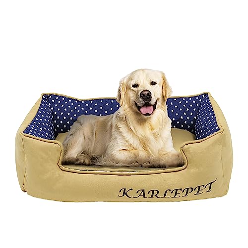 DEAXLife Stylish Canvas Dog Bed, Sturdy and Durable, with Reversible Cushions, Breathable and Machine Washable, All Removable Covers, Outdoor pet Sofa Bed (75x65x25 cm! (Maximum fit 70 lbs)
