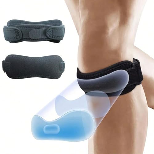 Correa Rotuliana Ajustable (2 Unidades) para Alivio de Tendinitis y Dolor de Rodilla, Rodilleras Deportivas para Correr, Baloncesto, Senderismo, Tenis, Fitness y Más, Antideslizante y Transpirable