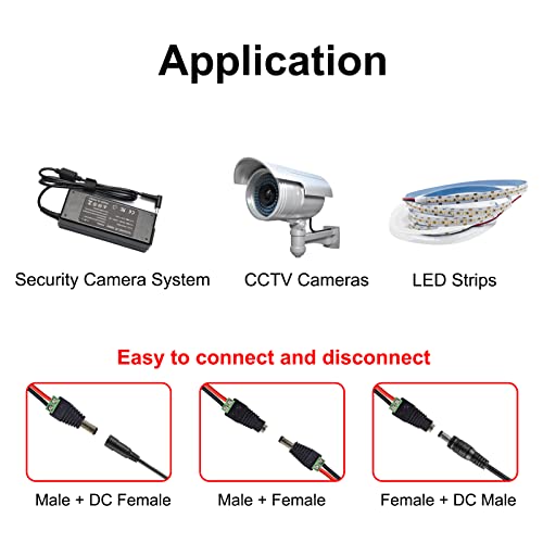 12V Dc Power Connector 5.5Mm X 2.1Mm, Centropower (10 X Male + 10 X Female) Power Jack Adapter For Led Strip Cctv Security Camera Cable Wire Ends Plug #TOP4