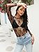 MEROKEETY Womens Long Sleeve Lace Sheer Mesh Top 2025 Crewneck Sexy Y2k See Through Going Out Blouse Shirts, Black, Medium