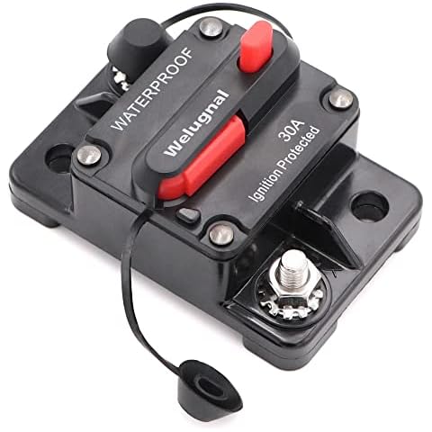 Welugnal 30 Amp Automotive Marine Circuit Breaker with Manual Reset Surface-Mount for Trolling Boat Motor Battery Thermal 12V-48V DC Waterproof Cover