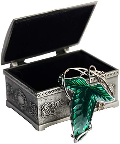 YANJIKEJI Elven Green Leaf Brooch Pin Pendant Necklace with Jewelry Box