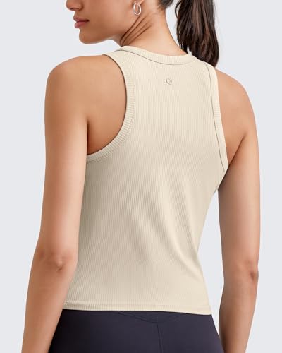 Image of G4Free Workout Tank Tops for Women Slim Fitted Racerback Ribbed Athletic Gym Yoga Tanks Summer Casual