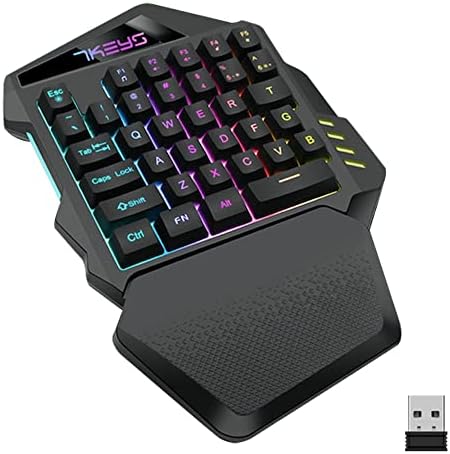 Wi-fi One Handed Gaming Keyboard, 7KEYS 2.4GHz Half Keyboard 35 Keys RGB Backlight, Comfy Wrist Relaxation Teclado, Energy Saving Keypad for PC Laptop computer