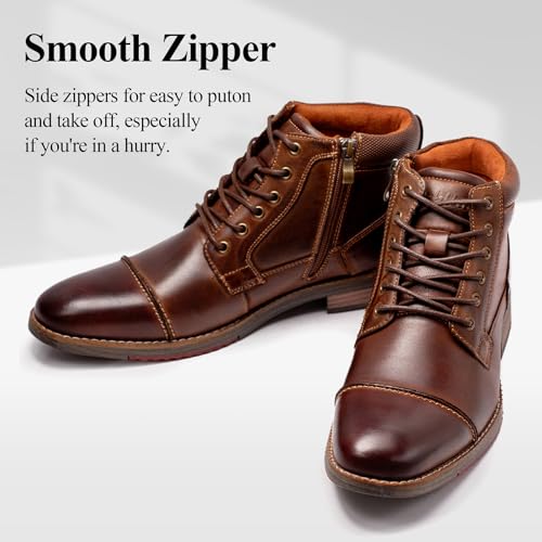 Arkbird Mens Dress Boots, Genuine Leather Classic Casual Ankel Boots with Side Zipper4