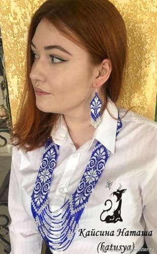 Pendientes y collar gerdan ucraniano de cuentas de semillas como regalo original 4