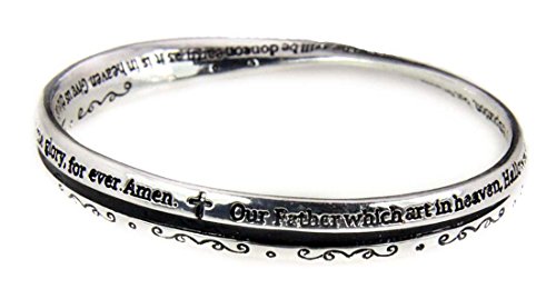 4030617 Christian Lord's Prayer Our Father Twisted Bangle Bracelet Jesus Bible