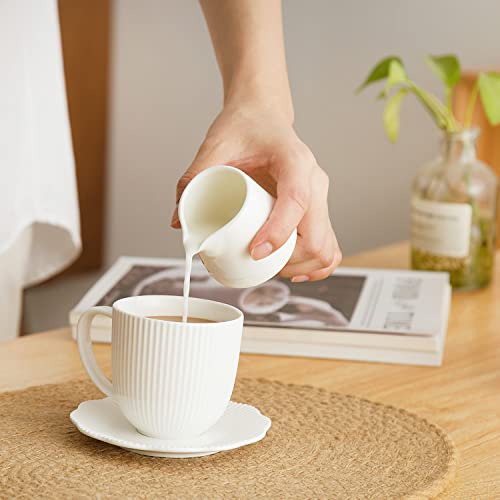 Tamaykim 3 Oz Ceramic Cream Jugs, Mini Cream Pitcher, White Porcelain Creamer Jug For Coffee, Tea, Milk, Jam, Sauces, Set Of 6 #TOP5