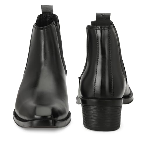 Image of Men's Chelsea Boots | Black Croc Textured Leather | Cuban Heel | Italian Design | TPR Sole | Cushioned Insole