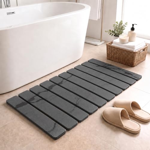 Large Stone Drying Mat for Kitchen Counter&Bathroom, Quick Dry Stone Dishes/Bathroom Mat, Foldable Drying Organizer Pad Suitable for Plate Rack Utensils, Apartment Essentials Decor (Dark Gray 24"×16") by Bornerwhite - Image 3