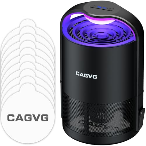 CAGVG Fly Trap Indoor, Fruit Fly Traps for Indoors Flying Insect Gnat Traps for House Indoor with Adjustable Lighting, Bug Zapper Indoor, Gnat Killer Catcher with 10 Refills （Black）