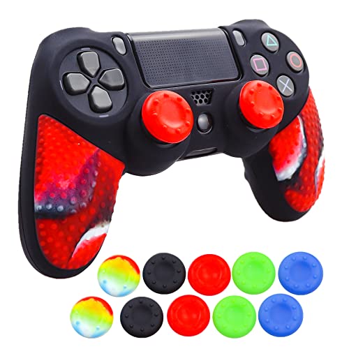 Image of Silicone Skin for Ps4 Controller, 1pc Anti-Slip Shell Cover Case with 10 Joystick Grips for Playsation 4 / Slim /Pro Dualshock 4 Controller Wireless Gamepad(PS4 Controller #7)