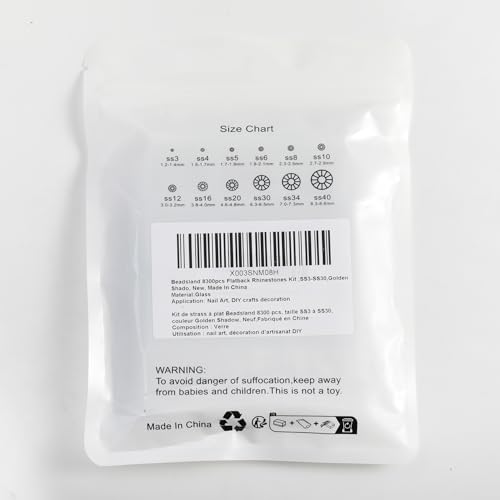 Image of Beadsland Flatback Rhinestones, Golden Shadow, 8300pcs Mixed 10 Sizes