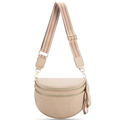 oscaurt Leather Crossbody Bag Bum Bag for Women Large Sling Bag Cross Body Purse Shoulder Handbag Fanny Pack