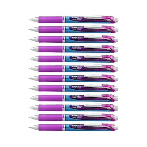 Pentel EnerGel Retractable Gel Pen, 0.5mm Needle Point, Violet Ink, 12PK by Pentel - Used condition - CA$19.32