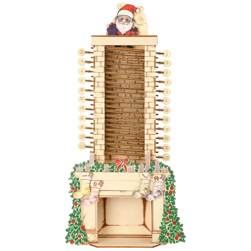 Santa Chimney Advent Calendar 2024 Wooden Number Tabletop Calendar Christmas Advent Countdown Calendar Santa Down The Chimney Countdown Advent Calendar Santa Claus Home Office Decoration Calendar
