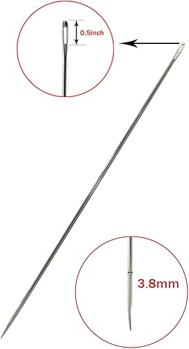 Miniatura 5 de Aguja larga para tapicería de 4 pulgadas para el hogar o el trabajo, costura a mano (4 x 2 + cuero)