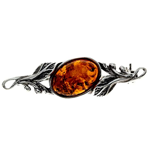 SilverAmber 4022   Broche para mujer, ámbar, plata 925/1000, plata, ámbar, Plata, Ámbar
