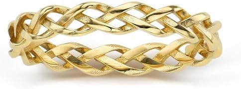 10K 14K 18K Solid Gold Twisted Rope/Braided/Celtic Knot Wedding Band for Women Real Gold Stacking Ring Size 3-16