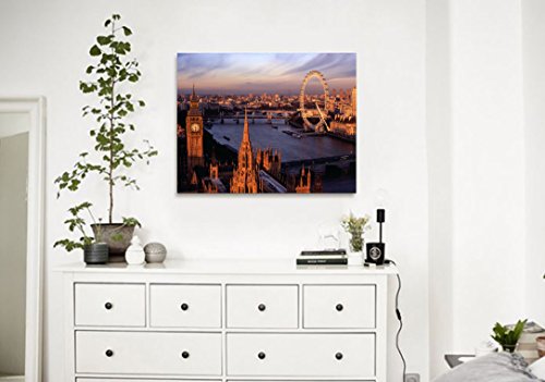 Niwo Art (Tm - 18 London Cityscape Picture On Canvas - Giclee Wall Art For Home Decor, Gallery Wrapped, Stretched And Framed Ready To Hang (30"X20"X1.5") #TOP1