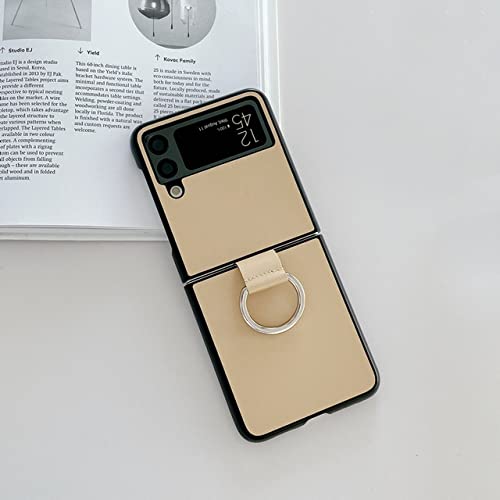 Coque Samsung Z Flip4 jaune pure color étui antichoc mince avec anneau