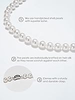 Vista 2 de Collar redondo de perlas de concha de imitación de color blanco unisex para mujeres y hombres de 16 a 24 pulgadas de longitud