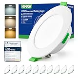 HOMEOW Spot LED Encastrable 7W, 220V Spots de Plafond Extra Plat, Spot Salle de Bain IP44, Reglable Blanc Chaud 2700K Blanc Neutre 4000K Blanc Froid 6000K, Trou Φ75 90mm, Non Dimmable, Lot de 10