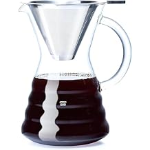 Unbreakable - 18 Pack Pour Over Coffee Maker with Permanent Stainless Filter 27 fl oz, Thickened Heat-Resistant Borosilicate Glass Dripper Coffee Brewer, Stovetop Safe