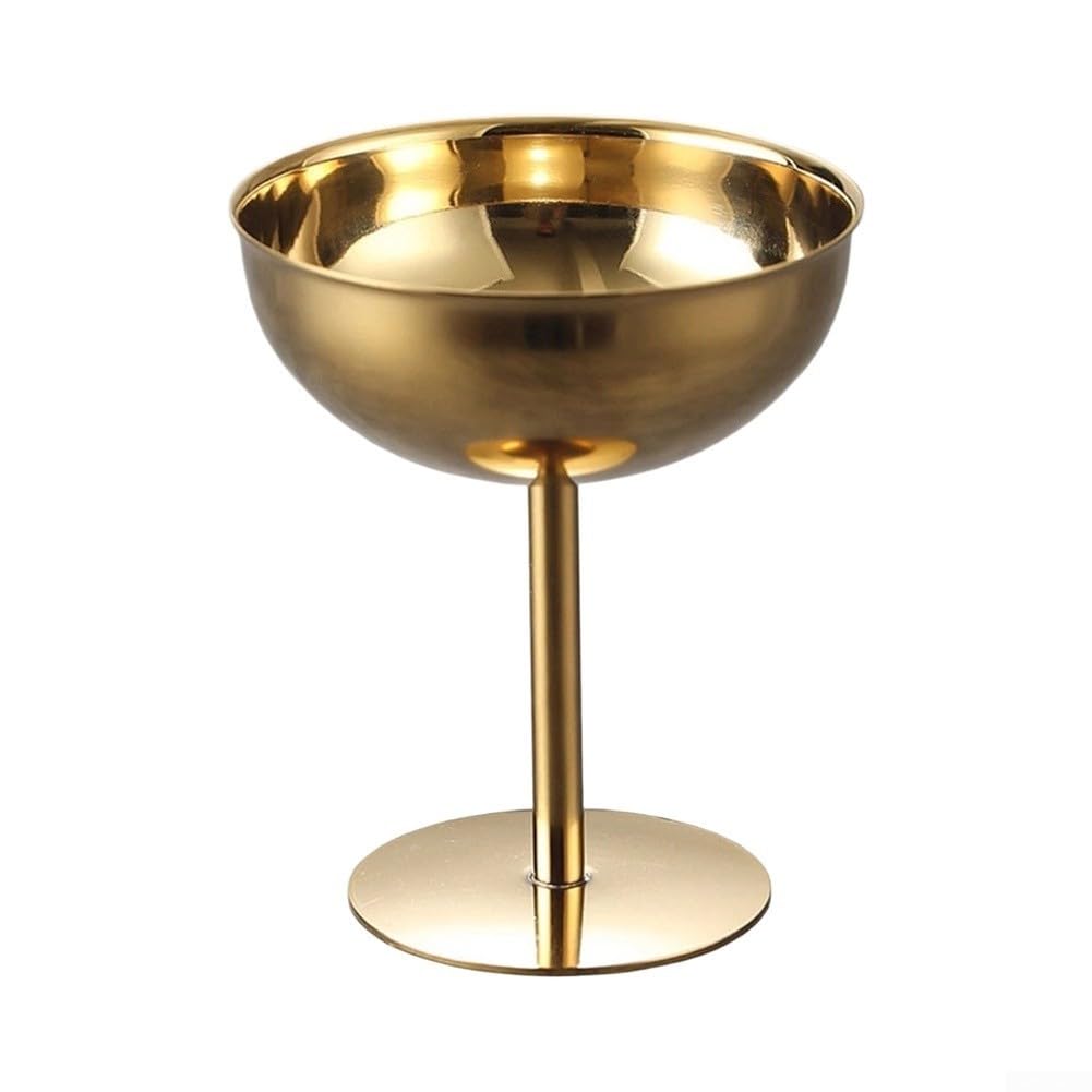 Macetas de postre de metal de 200 ml, copas de acero inoxidable para helado, yogur, ensalada de frutas, gelatina, degustación de porciones individuales, color dorado, 4 unidades (dorado)