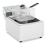 Royal Catering Friteuse Électrique De Restaurant Simple Professionnelle RCEF-10EY-ECO (3 200 W, Volume Total: 10 l/Huile: 5,3 l, Température ≤ 200 °C, Thermostat, Zone Froide)