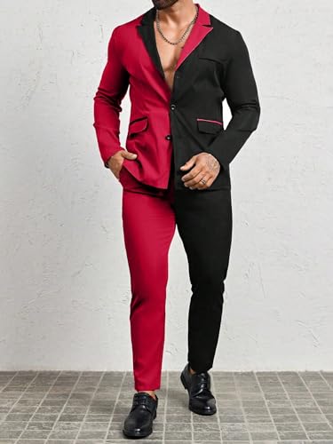 trajes para hombre elegantes Colorblock Suit Set4