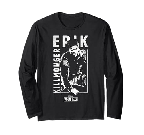T-shirt imprimé Marvel What If Erik Killmonger avec finitions soignées et manches longues