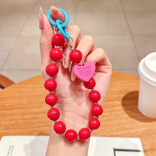 Cordón de muñeca anticaída con abalorio de teléfono de perlas y pestaña universal 5