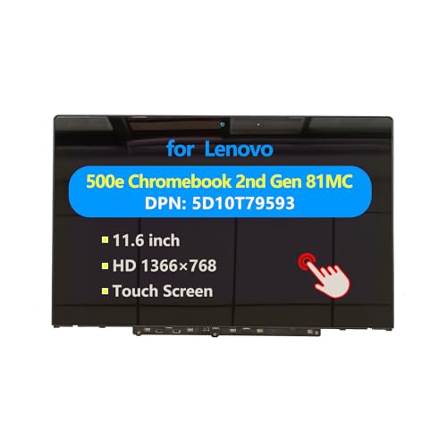 Image of Replacement Laptop for Lenovo 500e Chromebook 2nd Gen 81MC Touch Screen Digitizer Assembly with Bezel 5D10Y67267 5D10T79593 LCD Display Module