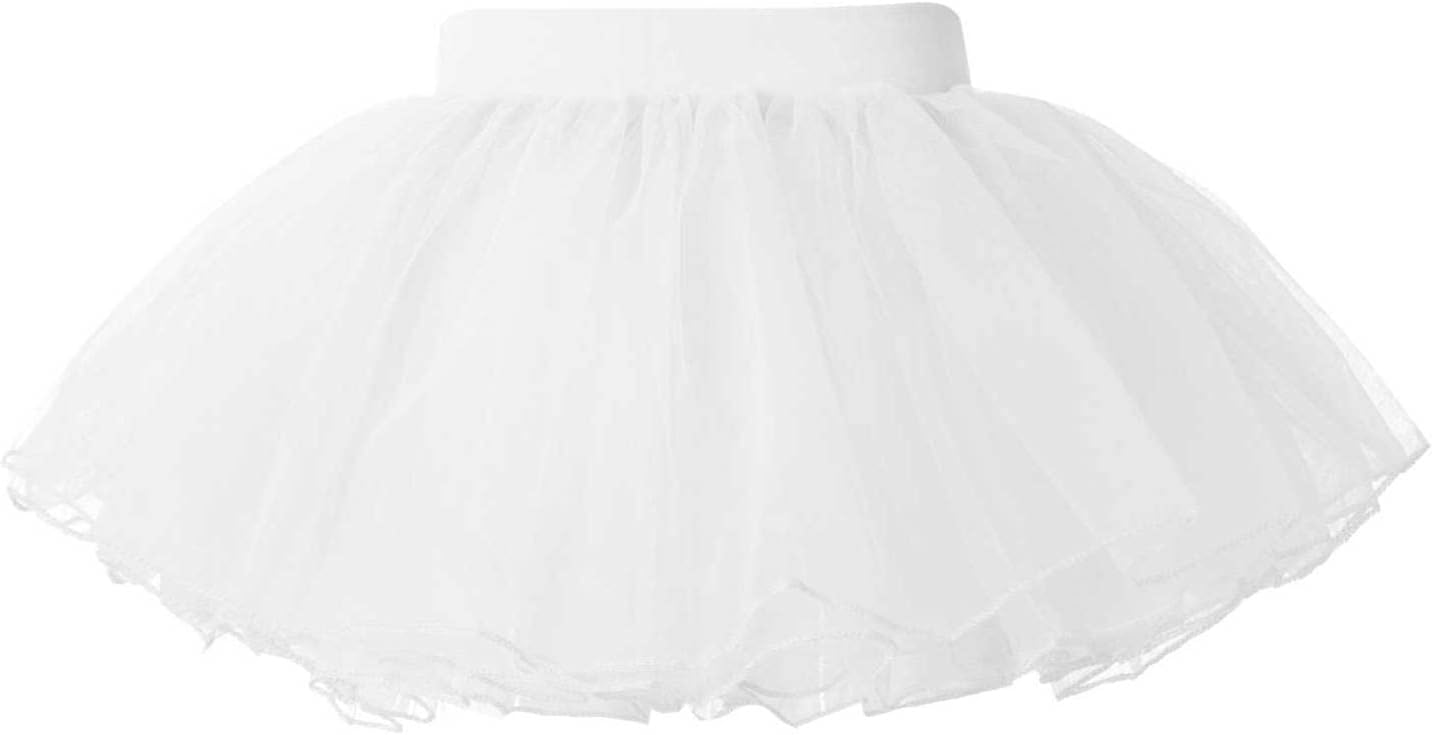 ACSUSS Kids Girls Dance Costume Ballet Tutu Dance Skirts Elastic Waistband 4 Layer Tulle Dance Outfits
