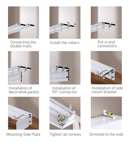 Astrulux Extra Long Wall Mounted Curtain Pelmet Box - Heavy Duty Aluminum Cornice Boards with Tracks, Stylish Window Valance, Ideal for Bedroom & Living Room Decor(2.1m/6.9ft) - Thumbnail 7